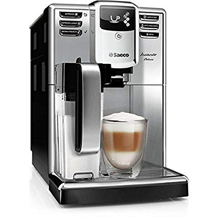 Saeco Incanto Deluxe One Touch Super-automatic Espresso Machine with Integrated Premium Milk Carafe, Quick Heat Boiler, Stainless Steel Front and LCD Display, Stainless Steel, Black, HD8921/09