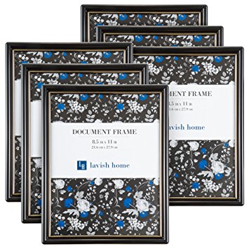 Picture Frame Set, 8.5x11 Document Frames Pack For Picture Gallery Wall With Stand and Hanging Hooks, Set of 6 By Lavish Home (Black)