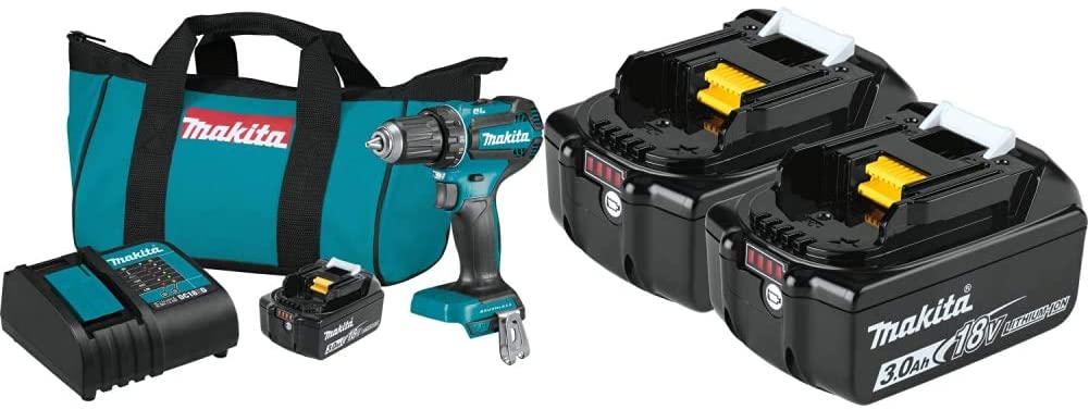 Makita XFD131 18V LXT Lithium-Ion Brushless Cordless 1/2 In. Driver-Drill Kit (3.0Ah) & BL1830B-2 18V LXT Lithium-Ion 3.0Ah Battery