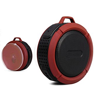 BSWHW Portable Bluetooth & Shower Speaker Wireless Outdoor with Bass,Stereo,Super Waterproof Dustproof Shockproof, Sport Hi-Fi, For iPhone,iPad,Samsung,HTC, PC or More (Red)