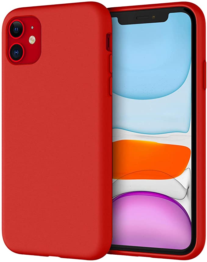 JETech Silicone Case for Apple iPhone 11 (2019) 6.1-Inch, Silky-Soft Touch Full-Body Protective Case, Shockproof Cover with Microfiber Lining (Red)