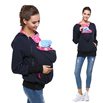 Lucky Shop1234 Womens Maternity Kangaroo Hooded Sweatshirt for Baby Carriers