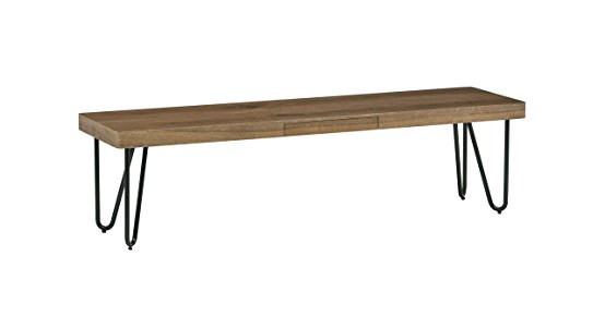 Rivet Hairpin Wood and Metal Short 15.7" Console Table, Walnut and Black