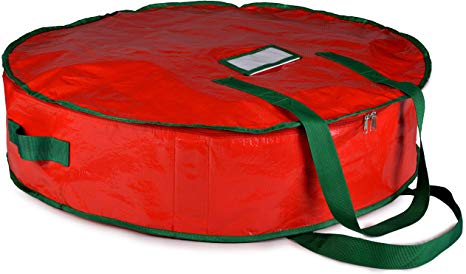 Christmas Wreath Storage Bag - 24" X 7" - Durable Tarp Material, Zippered, Reinforced Handle and Easy to Slip The Wreath in and Out. Protect Your Holiday Wreath from Dust, Insects, and Moisture.…