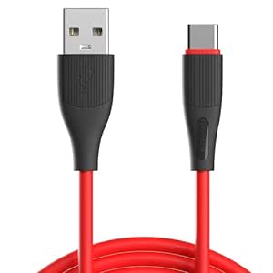 Portronics Silklink 3A Fast Charging USB to Type C Cable for Smartphones, Tablets & Other Type C devices, 480Mbps Data Sync, Unbreakable, Tangle Free, Premium Silicon Cable(Red)