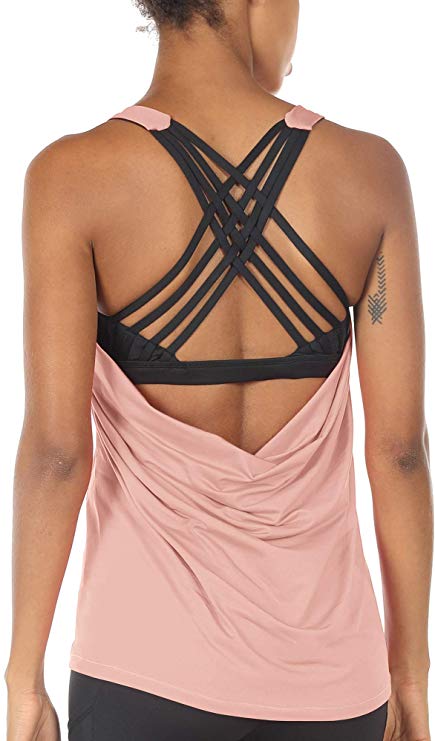 icyzone Yoga Tops Workouts Clothes Activewear Built in Bra Tank Tops for Women