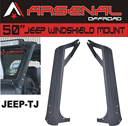 #1 JEEP TJ Arsenal 50-inch LED Light Bar Upper Windshield Mounting Brackets for Jeep: Wrangler TJ 4WD, Wrangler Unlimited TJ 4WD