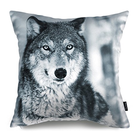 Phantoscope Decorative Throw Pillow Case Cushion Cover Winter Forest Wolf 18 "X18 " -- New!!