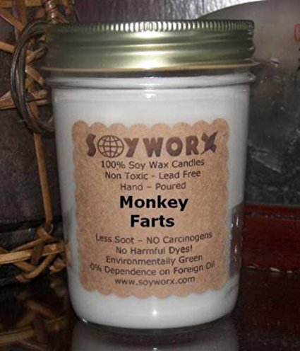 Monkey Farts 8 ounce Soy Candle in a jar w/ lid by Soyworx