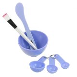 Lady Facial Care Mask Mixing Bowl Stick Brush Gauge 4 in 1 Set Purple