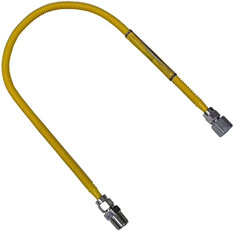 LASCO 10-1207 Flexible Coated Gas Appliance Supply Line, 30-Inch, 3/8-Inch OD Connector with 1/2-Inch MIP X 1/2-Inch FIP Fittings