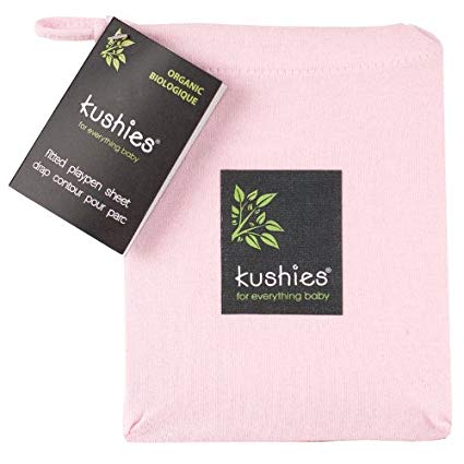 Kushies Organic Jersey Play Pen Fitted Sheet, Light Pink