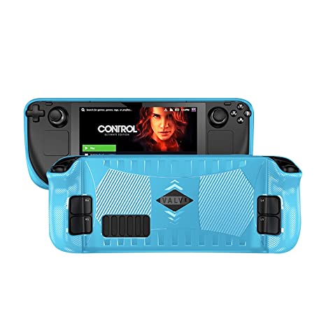 Steam Deck 2021 Case, AKNES Steam Deck Protective Cover Accessories Silicone Soft Cover Protection, Shock-Absorption and Anti-Scratch, Drop Protection Comfort Grip Shell for Steam Deck - Blue