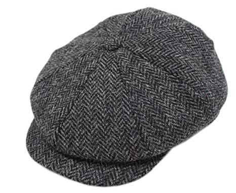 John Hanly Blinder Hat Wool Charcoal Herringbone Made in Ireland