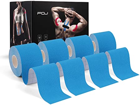Kinesiology Tape (4 Pack) Athletic Tape 16.4ft Water Resistant Kinetic Uncut Sports Tape for Knees, Ankles, Shoulder, Pain Relief, Injury Recovery and Physio Therapy