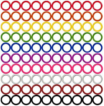 Colorful Iron O-Rings & Stitch Ring Markers for Knitting/Crochet/etc, (Includes 10 Colors, for Knitting/Crochet/etc (Small (Internal Diameter 6mm), 100pcs)