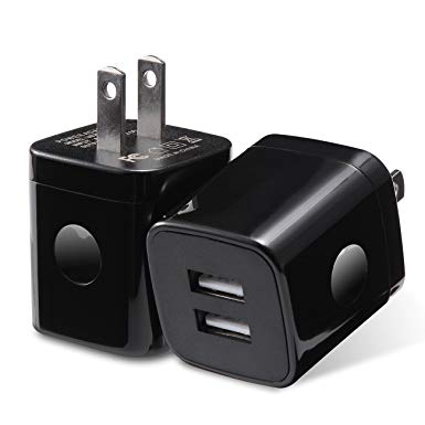 HI-CABLE USB Wall Charger 2-Pack 2.1Amp Dual Port USB Power Adapter Wall Charger Plug Charging Block Cube for iPhone 6/7/8 Plus/X, iPad, Samsung Galaxy S5/S6/S7 Edge, LG, Pixel, Moto More (Black)