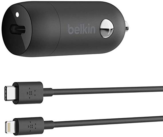 Belkin USB-C Car Charger 18W W/ 4Ft USB-C to Lightning Cable (iPhone Fast Charger for iPhone 11, Pro, Max, XS, Max, XR, X, 8, Plus) iPhone Car Charger, iPhone Charger