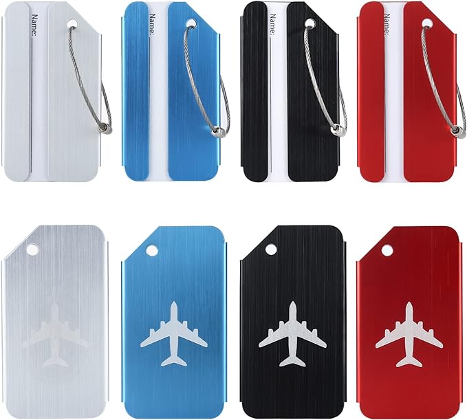 WeBravery Metal Suitcase Tags Travel Bag ID Identifier Aluminum Luggage Tag (8PCS-Multicolor)