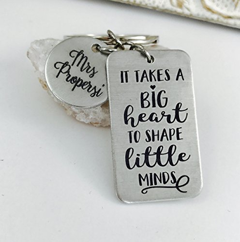 It takes a big heart to shape little minds custom personalized engraved Teacher Appreciation Keychain