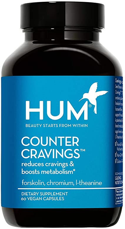 HUM Counter Cravings - Helps Reduce Cravings, Boost Metabolism & Mood - Chromium, L-Theanine, Seaweed Extract & Forskolin, Caffeine-Free to Support Healthy Weight Management - Vegan (60 Capsules)