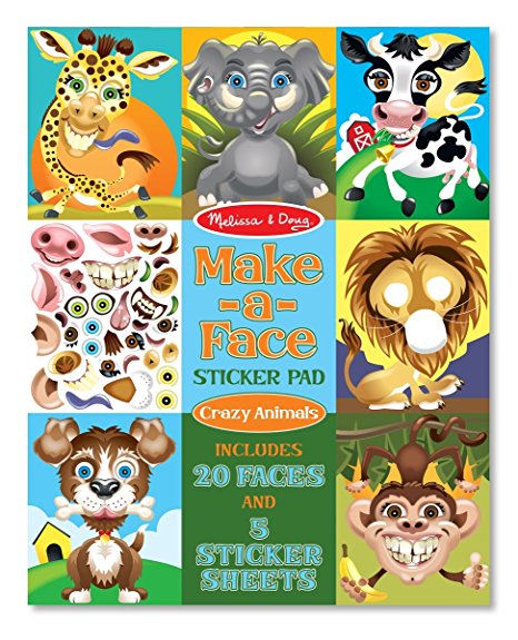 Melissa & Doug Make-a-Face Crazy Animals Sticker Pad