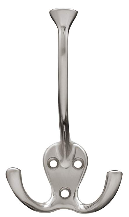 Liberty B42305Z-SN-C Hook with Three Flared Prongs, Satin Nickel