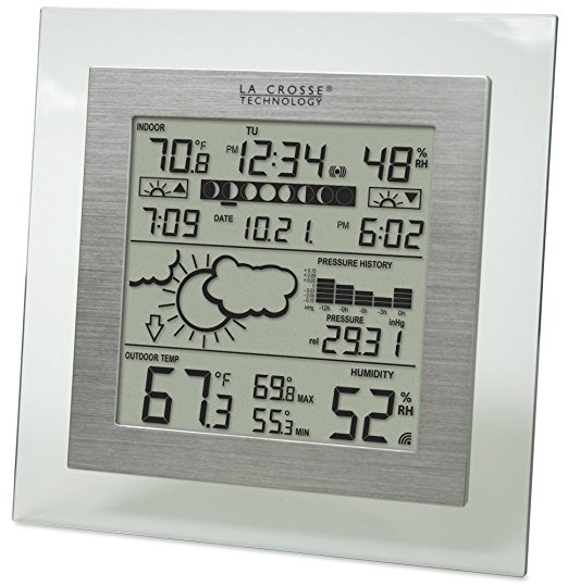 La Crosse Technology WS-9257U-IT Wireless Barometer Station with Forecaster, Moon Phase, In/Out Temperature, Humidity