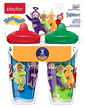 Playtex Sipsters Stage 3 Teletubbies Spill-Proof, Leak-Proof, Break-Proof Insulated Toddler Spout Sippy Cup, Unisex - 9 Ounce - 2 Count