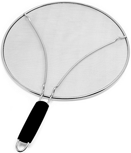 Splatter Screen for Frying Pan – Ultra Fine Mesh 13” Stainless Steel Grease Splatter Guard Shield – Stops Almost 100% of Hot Oil Splash – Keep Your Stove Clean When Cooking or Frying by Zulay Kitchen