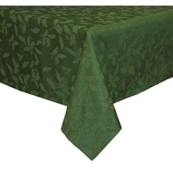 Lenox Holly Damask 60-by-104-Inch Tablecloth, Green