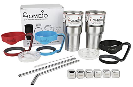 Homeio Stainless Steel Tumbler 18-Piece Set (30 oz.), Double-Wall Vacuum Insulation – Travel Drinkware