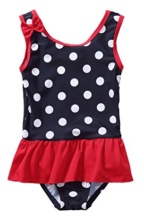 ATTRACO Baby Girls One Piece Skirt Swimsuit Toddler Swimwear Polka Dot Ruffle