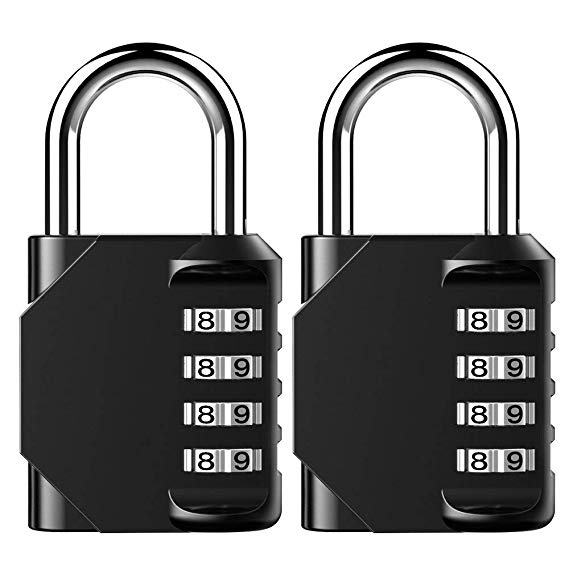 Combination Lock, 2 Pack, 4 Digit Combination Padlock for School Gym Sports Locker, Fence, Toolbox, Case, Hasp Cabinet Storage, Black