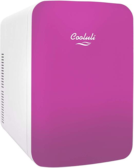 Cooluli Infinity Pink 15 Liter Compact Portable Cooler Warmer Mini Fridge for Bedroom, Office, Dorm, Car - Great for Skincare & Cosmetics (110-240V/12V)