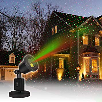 CAMTOA Christmas Light, Waterproof Red & Green Laser Light - Outdoor Star Projector Landscape Projector, Holiday Landscape Light for Christmas, Holiday, Parties, Landscape and Garden Decorations