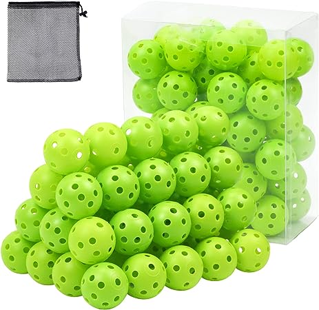 50 Pack Plastic Golf Balls Practice Limited Flight Golf Training Ball Hollow Swing Practice Indoor Golf Balls with Mesh Drawstring Bag for Backyard Driving Range or Outdoor