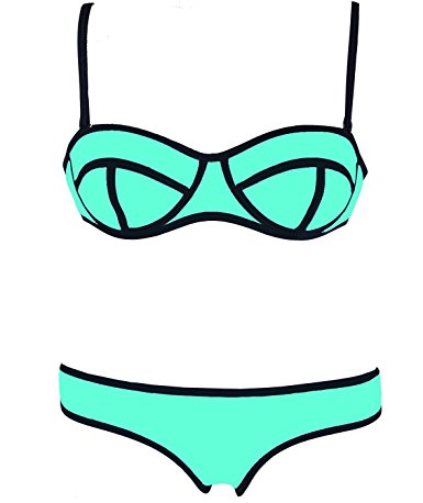 FeelinGirl Women's Two Pieces Push Up Polyester Bikini Swimwear