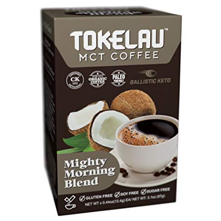 Tokelau Coffee Packets with MCT Oil Powder C8, Keto Coffee in Seconds, Get into Ketosis, Ketogenic Certified and Paleo Friendly, Mighty Morning Blend 7 pack