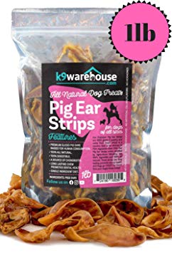 k9konnection Pig SLIVERS for Dogs | All Natural Pigs Ear Strips Dog Chew Treats | Made of 100% Pure Pork | Best Alternative to Rawhide Chews | Thick Cut Treat for Small, Medium and Large Dogs