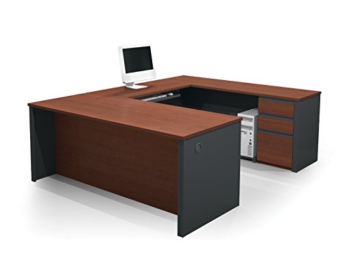 Bestar Furniture 99871-39 Prestige   U-Shaped Workstation Kit with Scratch and Stain Resistant Surface in Bordeaux and