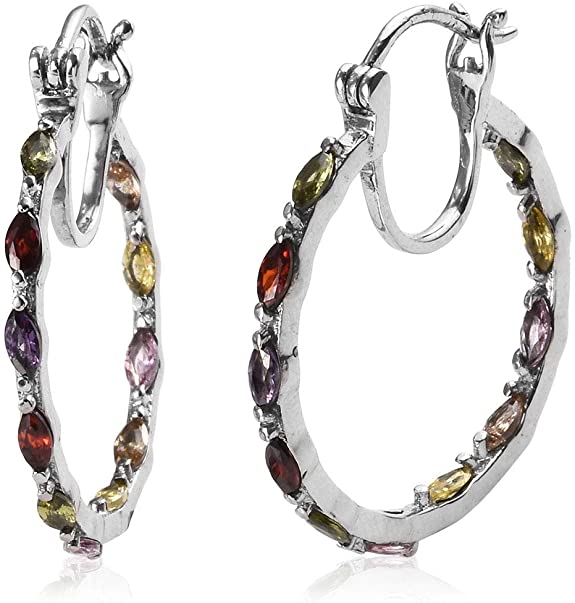 Inside Out Hoops, Hoop Earrings for Women Hypoallergenic Stainless Steel Jewelry (Multi-Color/Red/Green/Pink/Blue/Purple/Orange)