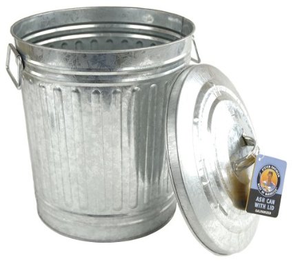 Steven Raichlen Best of Barbecue Galvanized Charcoal and Ash Can with Lid -- SR8012