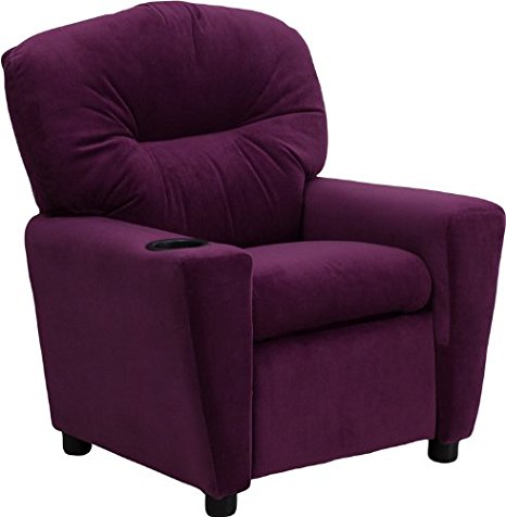 Flash Furniture Contemporary Purple Microfiber Kids Recliner with Cup Holder