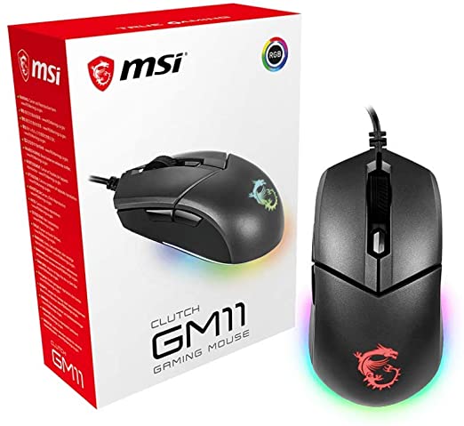 MSI Gaming 5000 Adjustable DPI RGB USB Gaming Grade Optical Wired Gaming Mouse (Clutch GM11) (S12-0401650-CLA)