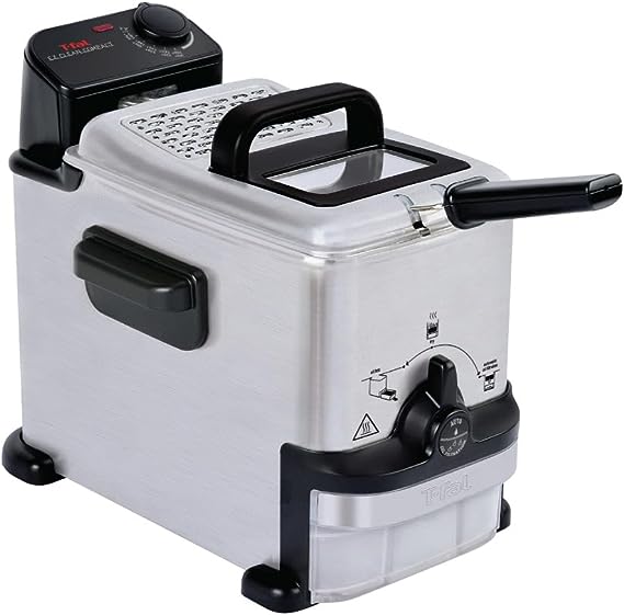 T-fal Compact EZ Clean Stainless Steel Deep Fryer with Basket 1.8 Liter Oil and 1.7 Pound Food Capacity 1200 Watts Easy Clean, Temp Control, Oil Filtration, Dishwasher Safe Parts