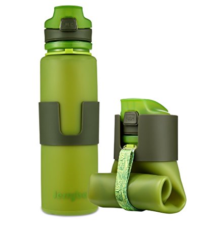 JerryBox Collapsible Sports Water Bottle Leak Proof Silicone Foldable Sports Bottle, for Outdoors, Travel, Camping, Picnic