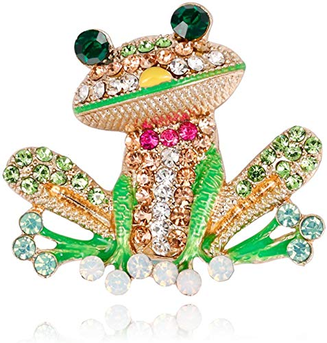 Mimgo Pack of 2 Frog Brooch Pins for Women Men, Enamel Rhinestone Colorful