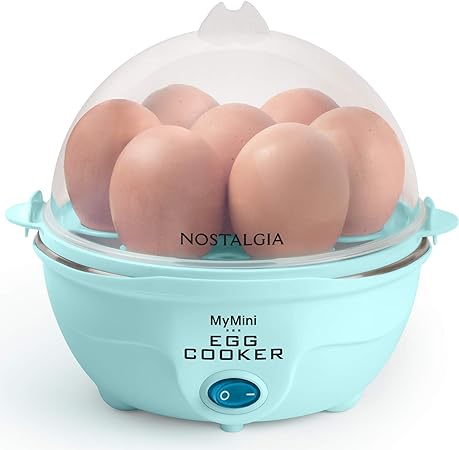 Nostalgia EC7AQ Retro Premium 7 Capacity Electric Large Hard-Boiled Egg Cooker Poached, Scrambled, Omelets, Whites, Sandwiches, For Keto & Low-Carb Diets, Aqua