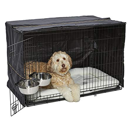MidWest iCrate Starter Kit | The Perfect Kit for Your New Dog Includes a Dog Crate, Dog Crate Cover, 2 Dog Bowls & Pet Bed | 1-Year Warranty on ALL Items